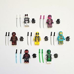 Lot of 7 Deadpool Lego Compatible Minifigs Minifigures